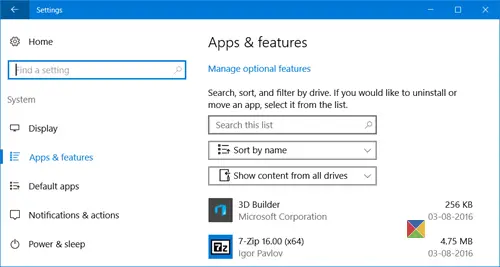 manage Windows 10 optional features 1