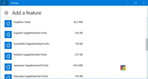 manage Windows 10 optional features 3