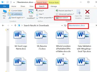 Save A Search in Windows