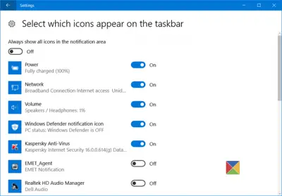 turn off Windows Defender icon