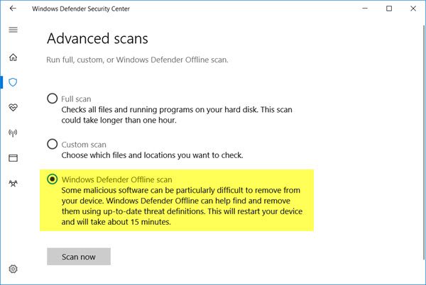 windows defender offline scan