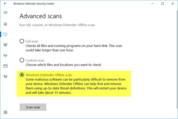 windows defender offline scan not working windows defender offline scan not working