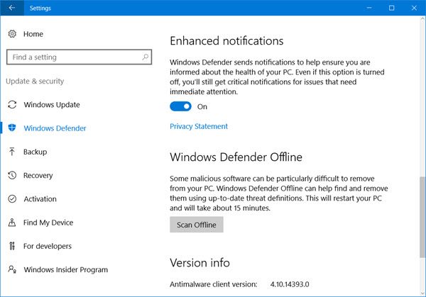 windows defender offline scan