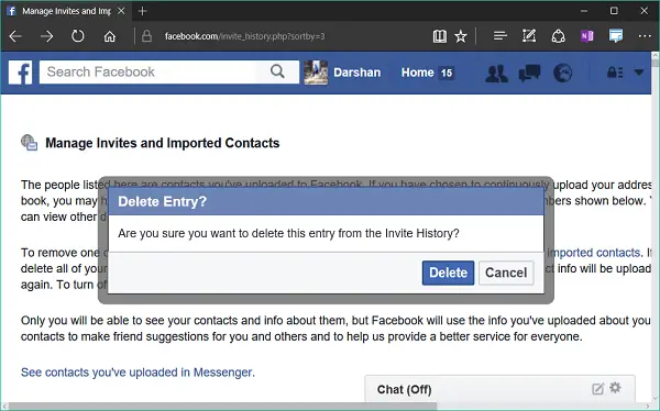 How to see and delete the Contacts you have shared with Facebook