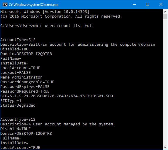 How to check full details of all user accounts in Windows