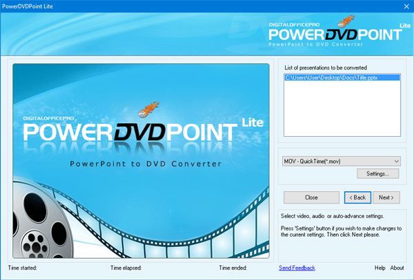 PowerDVDPoint Lite - convert powerpoint presentation to video