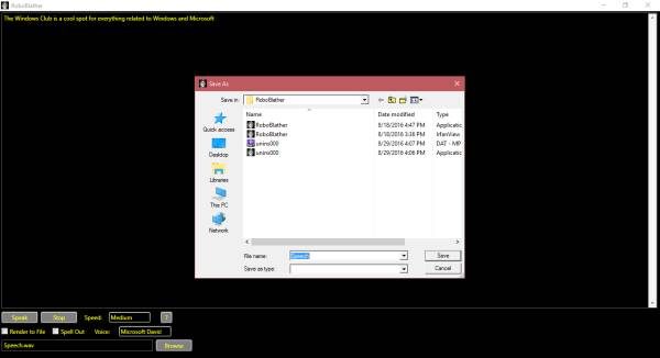 RoboBlather Text To Speech software