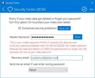 password protect notes