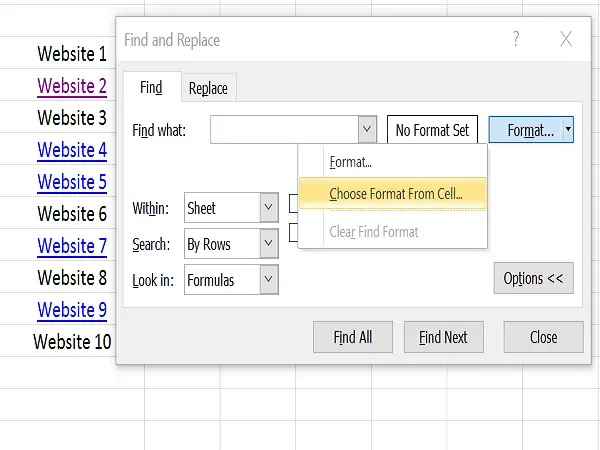 Find and Remove Hyperlinks in Excel