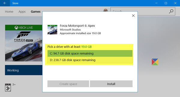 pick a drive windows store