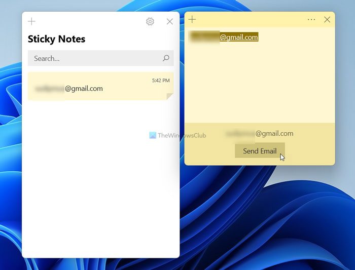 How to use Sticky Notes in Windows 11/10 to send Email