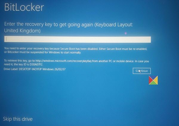 how to get bitlocker recovery key windows 10