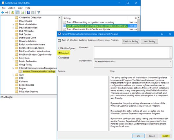 microsoft windows customer experience improvement program kernelceiptask