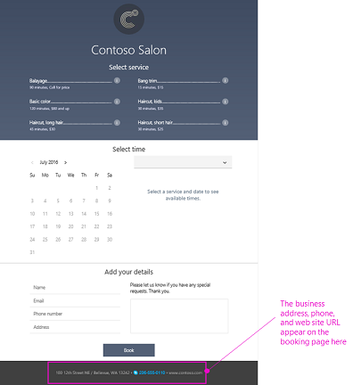 microsoft-bookings-business-information-page