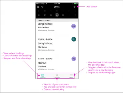 microsoft-bookings-navigation-screen