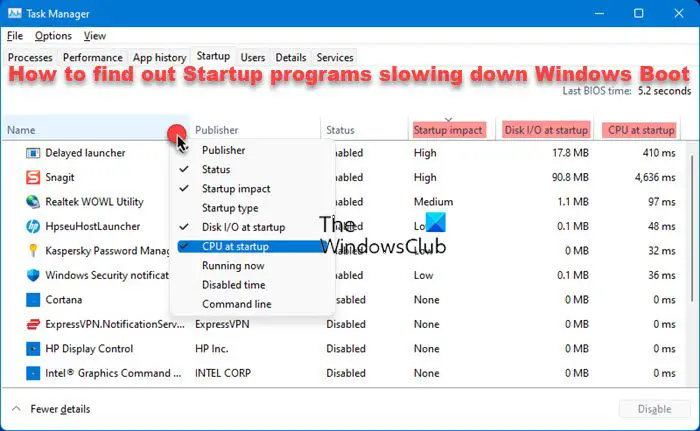 How to find out Startup programs slowing down Windows Boot