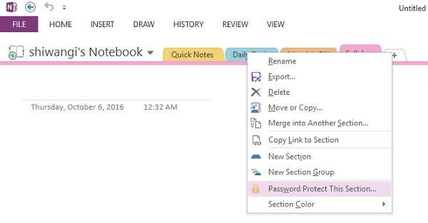 Password protect OneNote Notebook