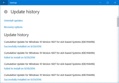 Windows 10 Update History