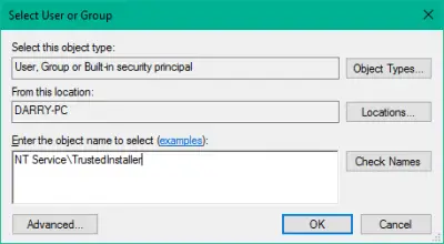 How to restore TrustedInstaller permissions to default in Windows 10