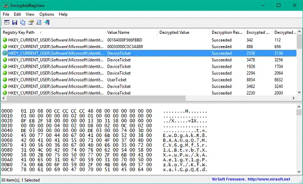 EncryptedRegView helps you decipher the encrypted registry data