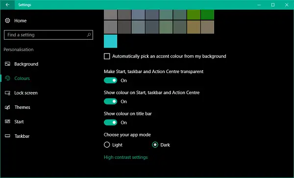 How to change taskbar color without changing start screen color