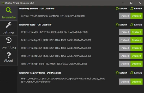 disable nvidia telemetry
