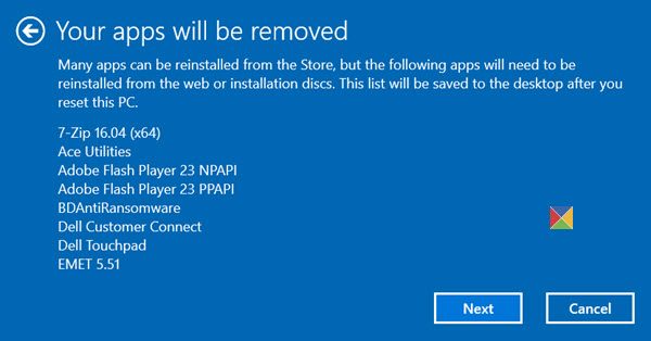 Reset this PC windows 10