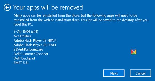 What happens when you Reset Windows 11/10 computer