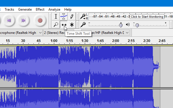 How to split and merge audio files using Audacity