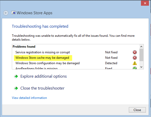 windows store cache may be damaged not fixed windows store cache may be damaged not fixed