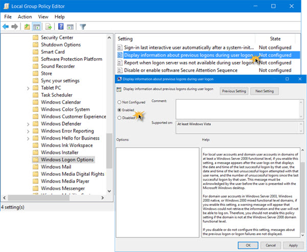 it mightiness live a skilful thought if yous were able to know the advert of the terminal user who had logged How to display data virtually previous logons inward Windows 10/8/7