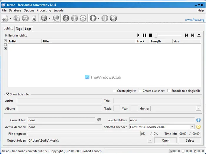 Audio converter software fre:ac isn't a look but better than most