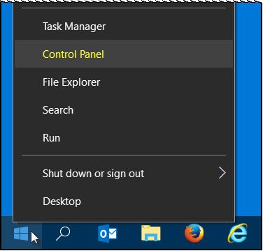 windows 10 control panel