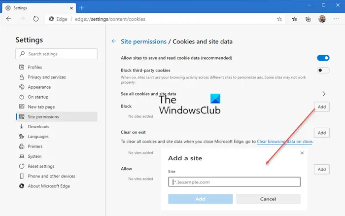 How to allow or block Cookies in Microsoft Edge browser