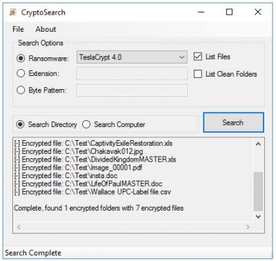CryptoSearch identifies Ransomware-encrypted files transfers them to a novel location It would travel a hard thing to imagine CryptoSearch identifies Ransomware-encrypted files transfers them to a novel location