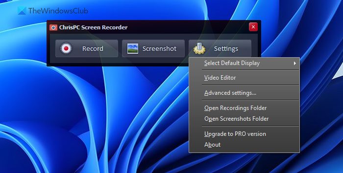 ChrisPC Screen Recorder lets you capture screenshot, record screen and edit video