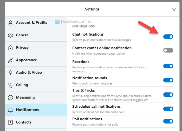 How to disable Notifications and Preview YouTube videos in Skype for Web