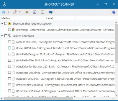 Shortcut Scanner for Windows