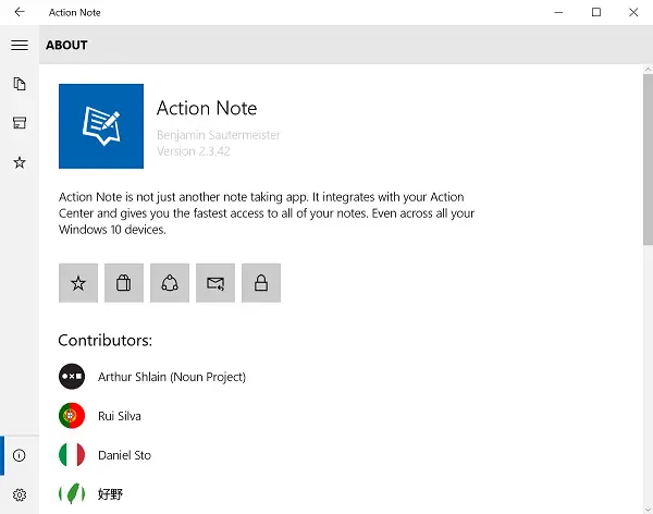 Action Note App for Windows 10