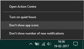 How to show or hide app icons in Action Center in Windows 10