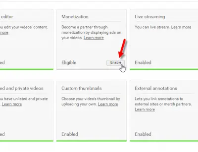 Enable monetization YouTube tutorials for video creators