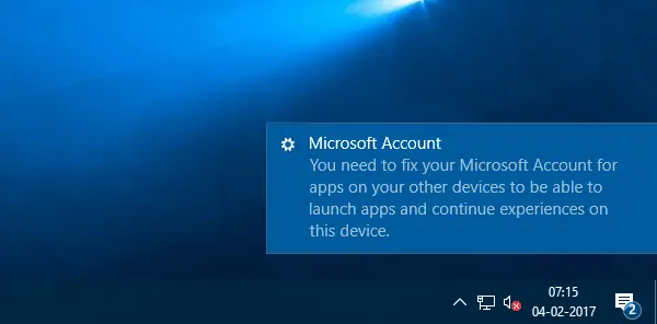 How to fix You need to fix your Microsoft Account for Apps error in windows 10