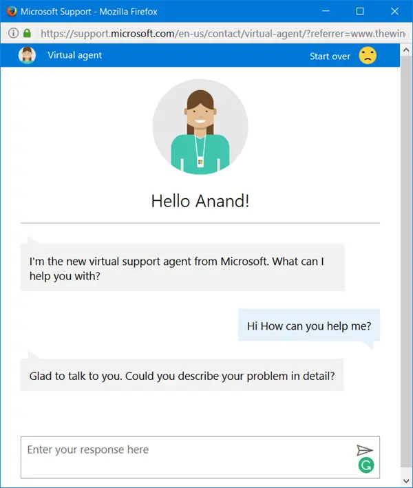 Microsoft Virtual Support Agent