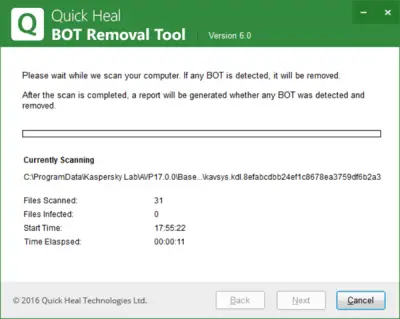Quick Heal BOT Removal Tool