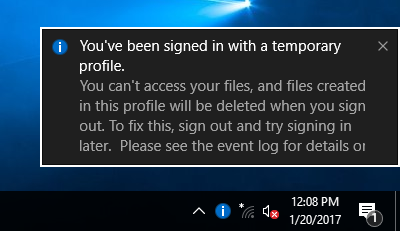 You've been signed in with a temporary profile