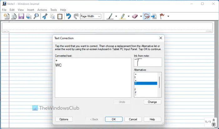 Convert Handwritten Notes to Text using Windows Journal in Windows 11/10