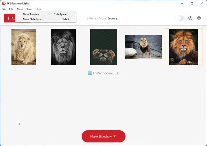 Create a slideshow with 4K Slideshow Maker software for PC