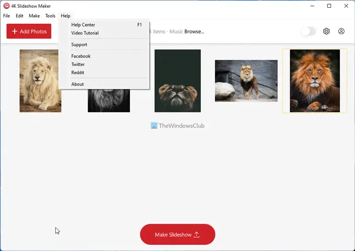 Create a slideshow with 4K Slideshow Maker software for PC