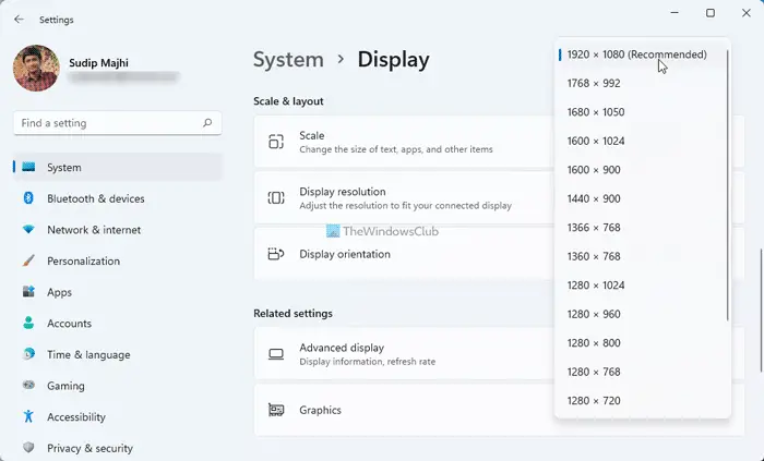 Fix Screen Resolution Monitor problems after moving to a large higher one - 11