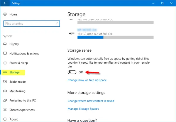 Configure Storage Sense in Windows 10 v1703 Creators Update